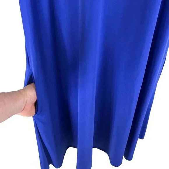 Susan Graver Womens 3X Midi Blue Liquid Knit Jersey Shift Dress Vacation Hiking - Picture 6 of 15